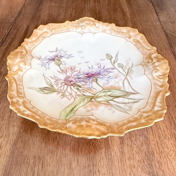 Lanternier Limoges Hand Painted Plate Thistles w AL Anchor Mark Antique 1893 - Picture 12 of 13